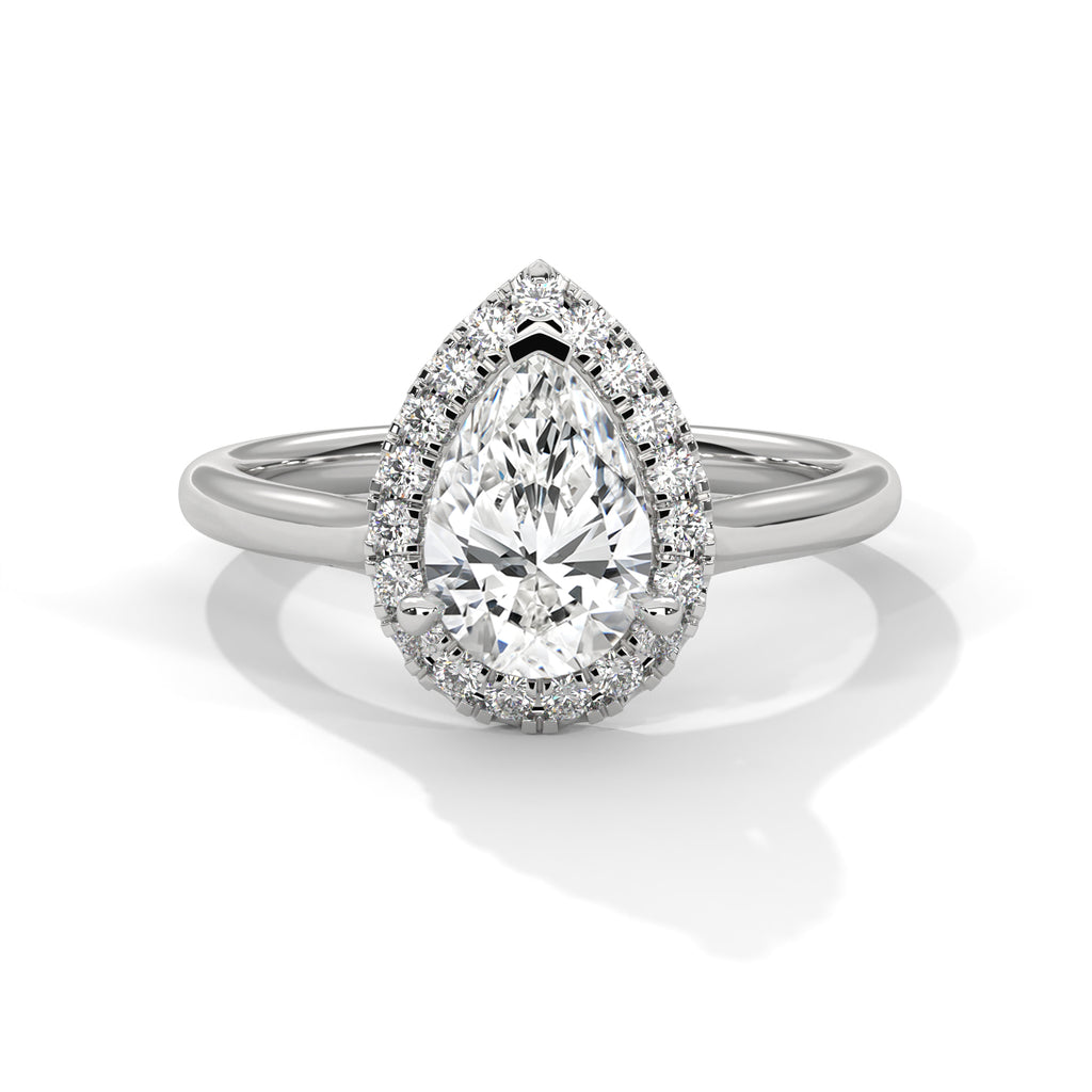 Pear Cut Halo Moissanite Ring 925 Sterling Silver & 18K Plating Solatier luxurious ring