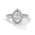 Pear Cut Halo Moissanite Ring 925 Sterling Silver & 18K Plating Solatier luxurious ring