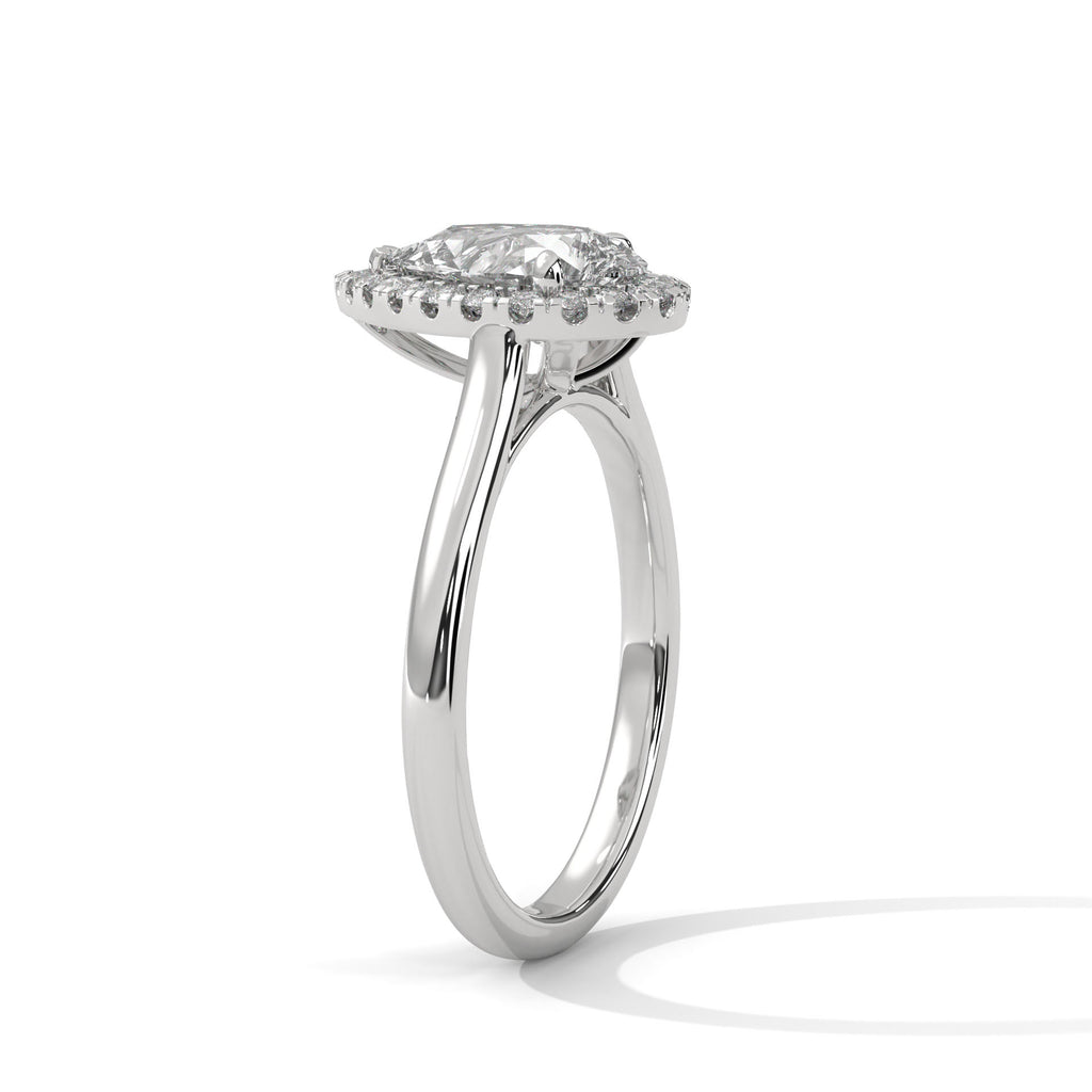 Pear Cut Halo Moissanite Ring 925 Sterling Silver & 18K Plating Solatier luxurious ring