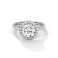 Round Cut Halo Moissanite Ring | 18-Stone Halo | 925 Sterling Silver & 18K Plating