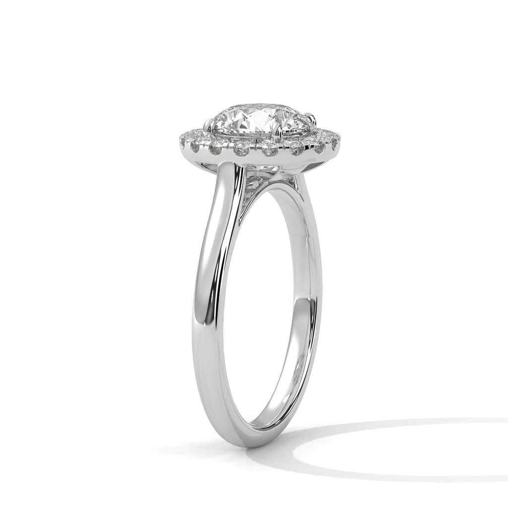 Round Cut Halo Moissanite Ring | 18-Stone Halo | 925 Sterling Silver & 18K Plating