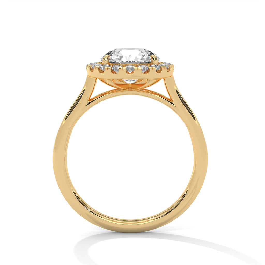 Round Cut Halo Moissanite Ring | 18-Stone Halo | 925 Sterling Silver & 18K Plating