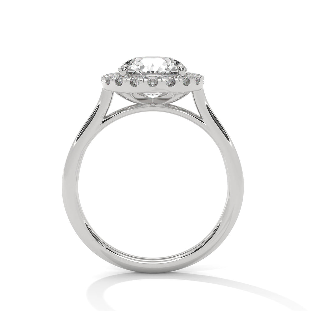 Round Cut Halo Moissanite Ring | 18-Stone Halo | 925 Sterling Silver & 18K Plating