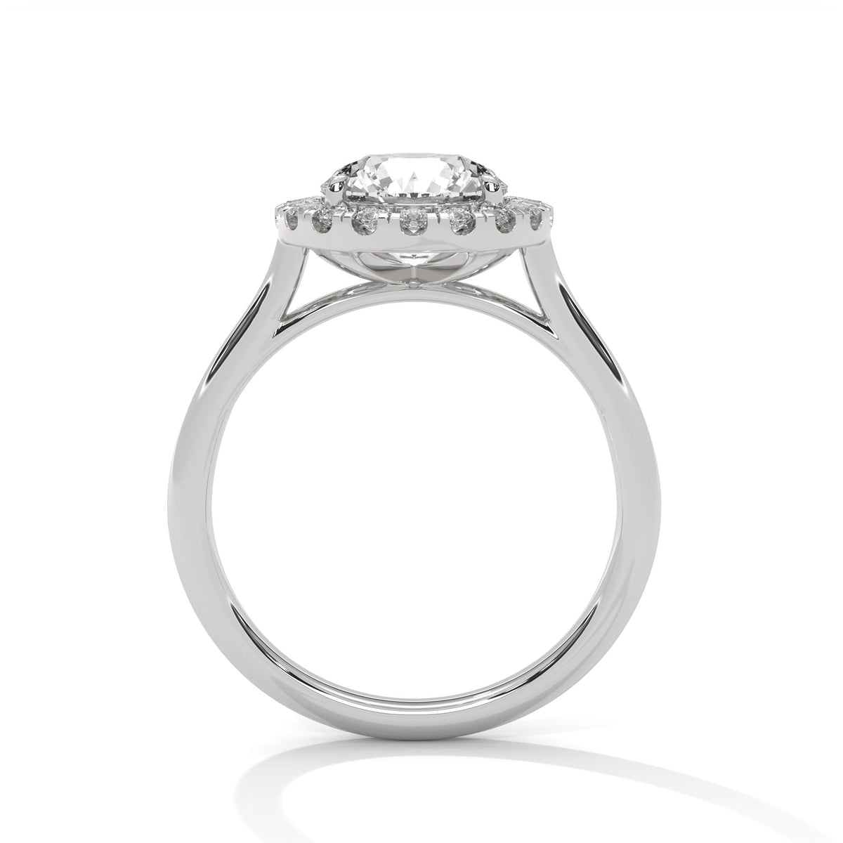 Round Cut Halo Moissanite Ring | 18-Stone Halo | 925 Sterling Silver & 18K Plating