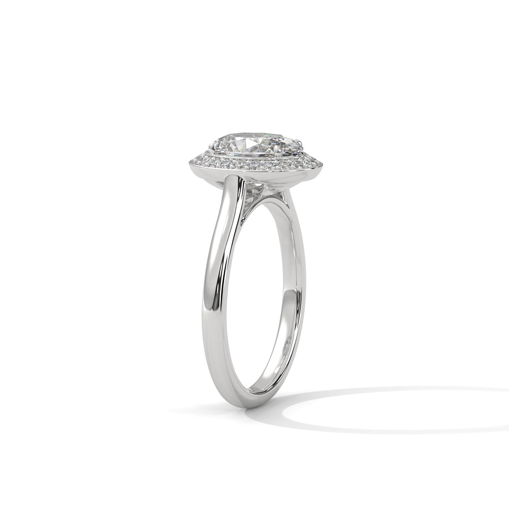 Oval Halo Moissanite Ring | 23-Stone Halo | 925 Sterling Silver & 18K Plating