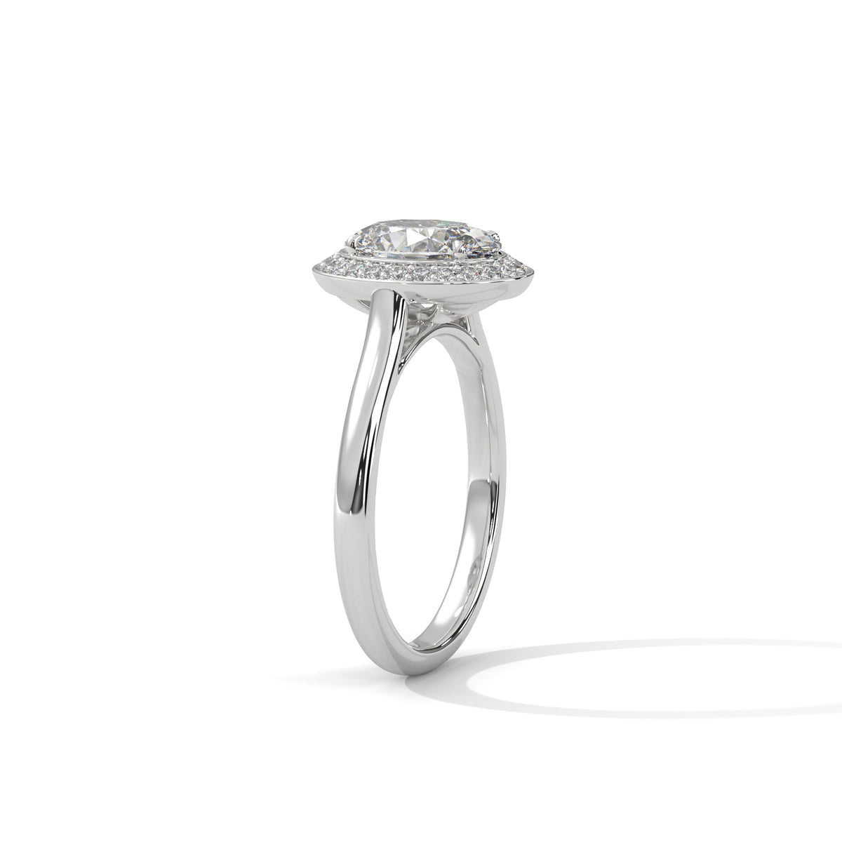 Oval Halo Moissanite Ring | 23-Stone Halo | 925 Sterling Silver & 18K Plating
