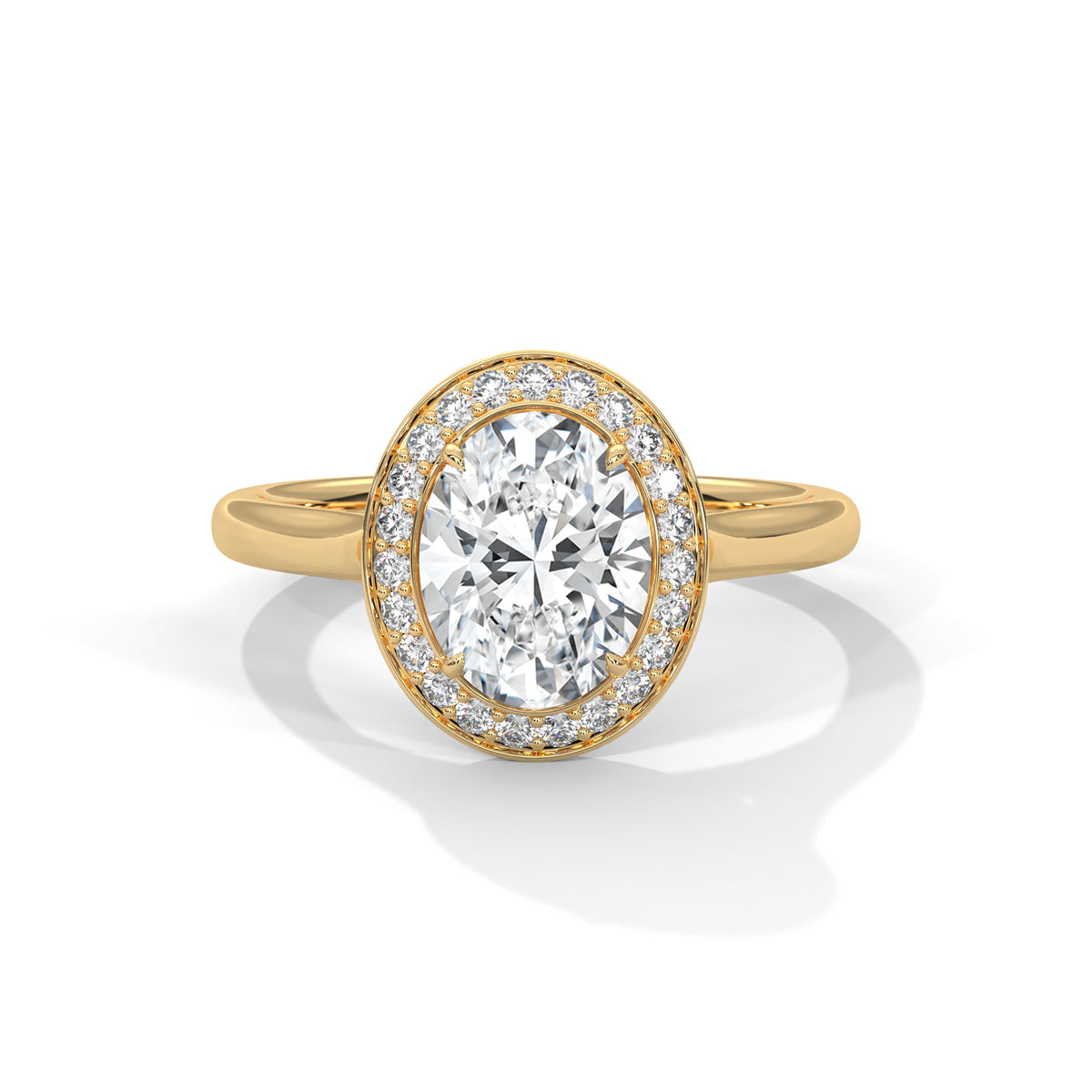 Oval Halo Moissanite Ring | 23-Stone Halo | 925 Sterling Silver & 18K Plating