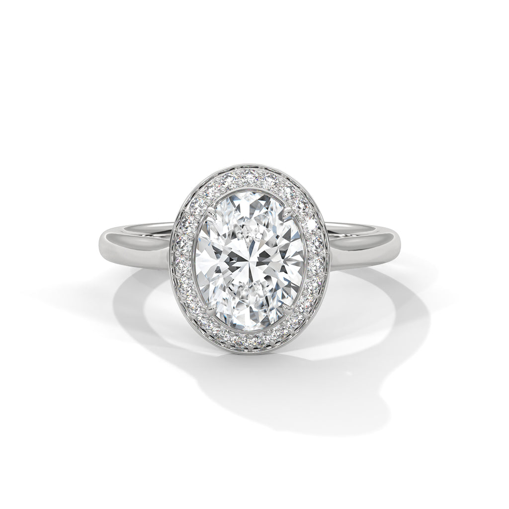 Oval Halo Moissanite Ring | 23-Stone Halo | 925 Sterling Silver & 18K Plating