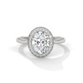 Oval Halo Moissanite Ring | 23-Stone Halo | 925 Sterling Silver & 18K Plating