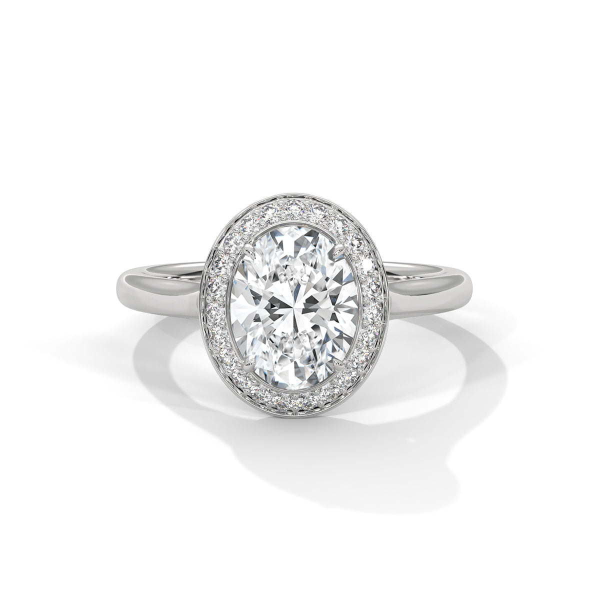 Oval Halo Moissanite Ring | 23-Stone Halo | 925 Sterling Silver & 18K Plating