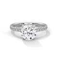 Round Cut Moissanite Solitaire Ring with Pavé Band | 925 Sterling Silver & 18K Plating