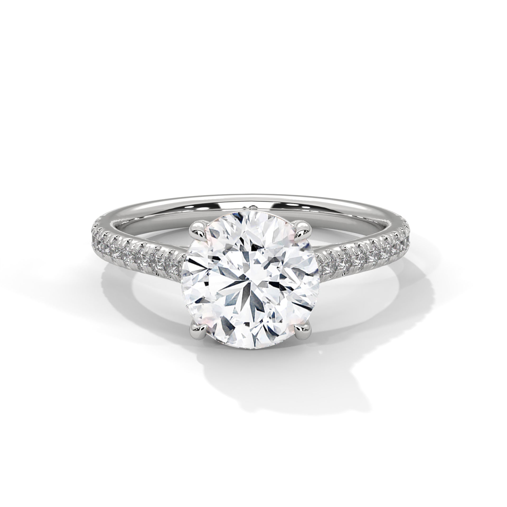 Aurielle Round Moissanite Cathedral Engagement Ring