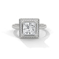 Princess Cut Halo Moissanite luxurious trendy fashionable Engagement Ring Customisation