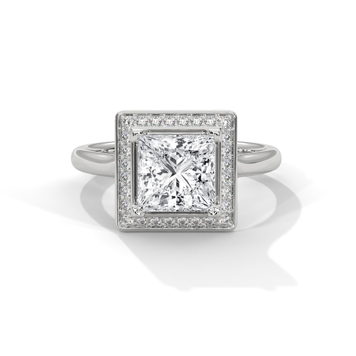 Princess Cut Halo Moissanite luxurious trendy fashionable Engagement Ring Customisation
