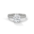 Round Solitaire Pavé Moissanite Engagement Ring | 14K & 18K Gold