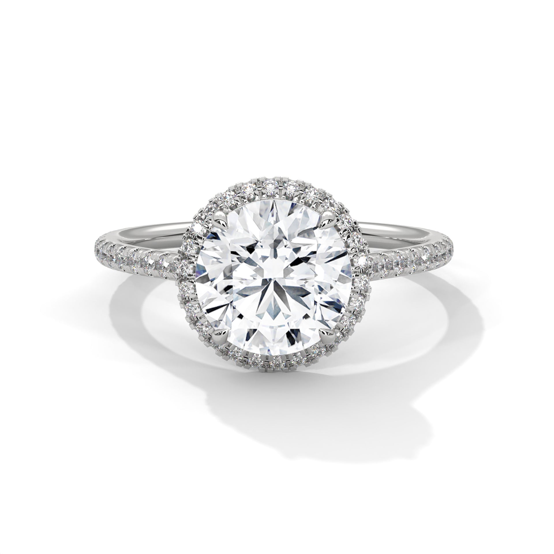 Celestia Halo Pavé Moissanite Engagement Ring