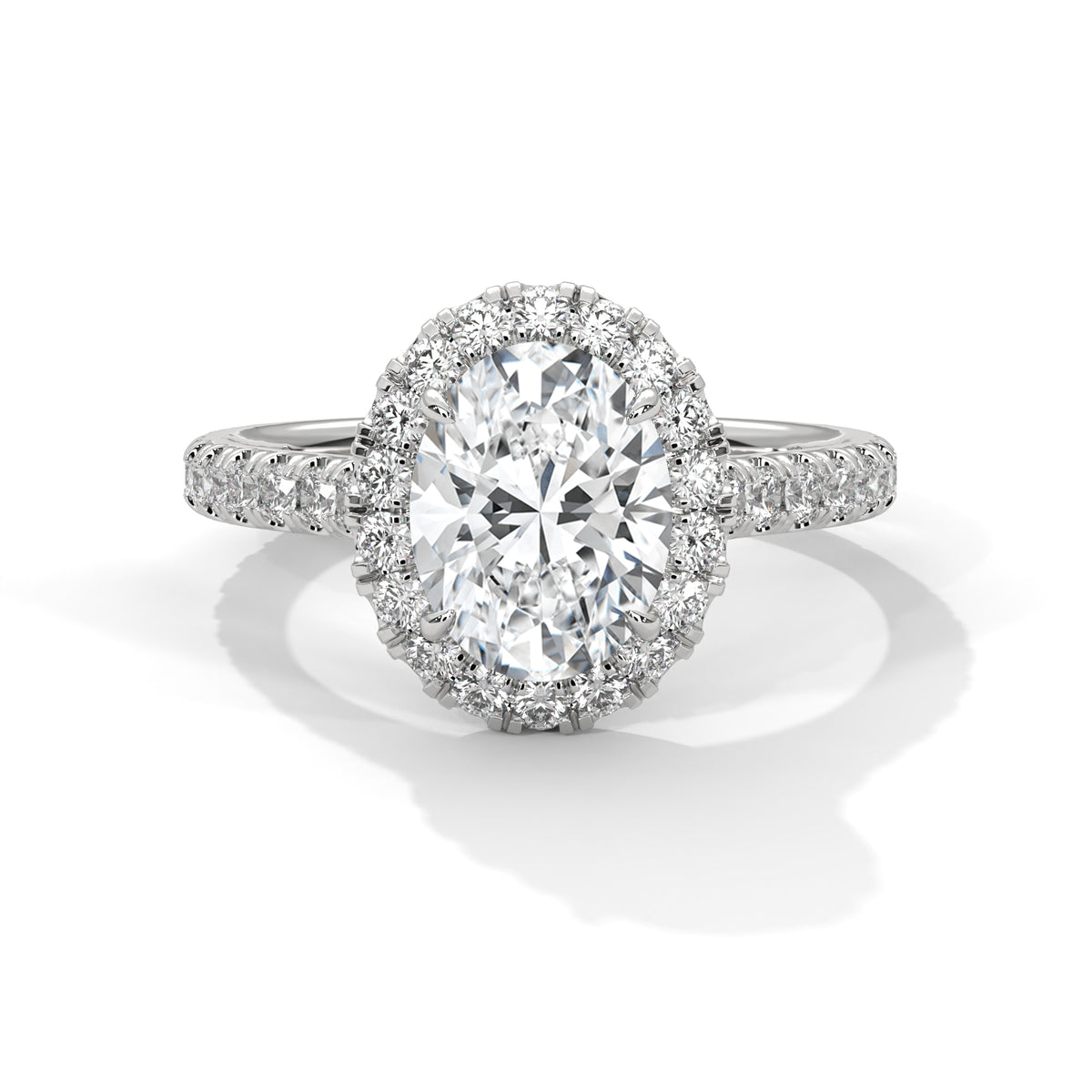 OVAL HALO SOLITIER PAVE SETTING MOISSANITE  DIAMOND RING