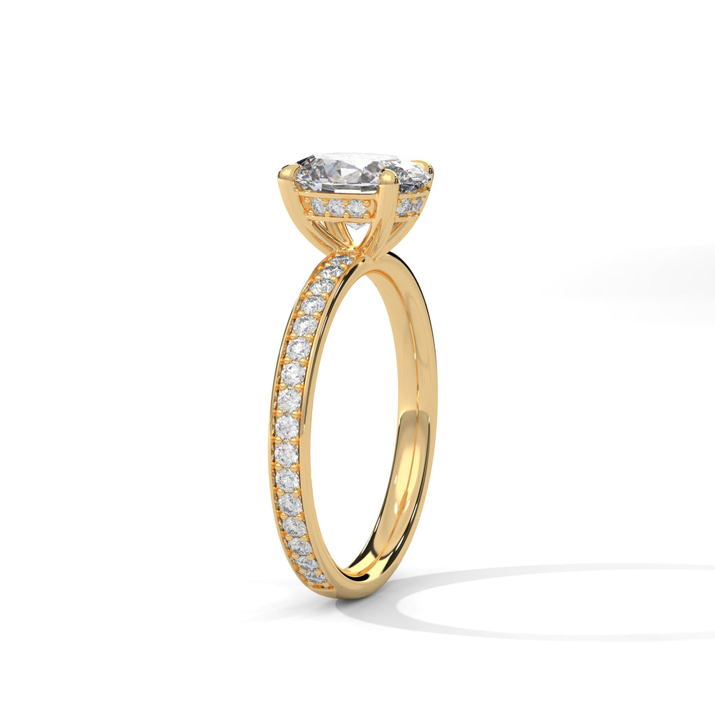 Oval Moissanite Engagement Ring | Pavé Solitaire Ring | Custom Luxury Ring