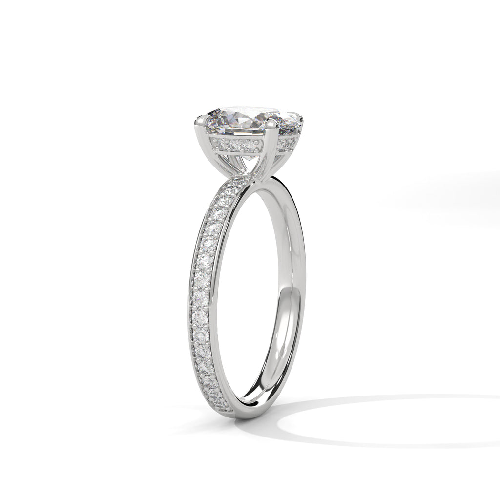 Oval Moissanite Engagement Ring | Pavé Solitaire Ring | Custom Luxury Ring