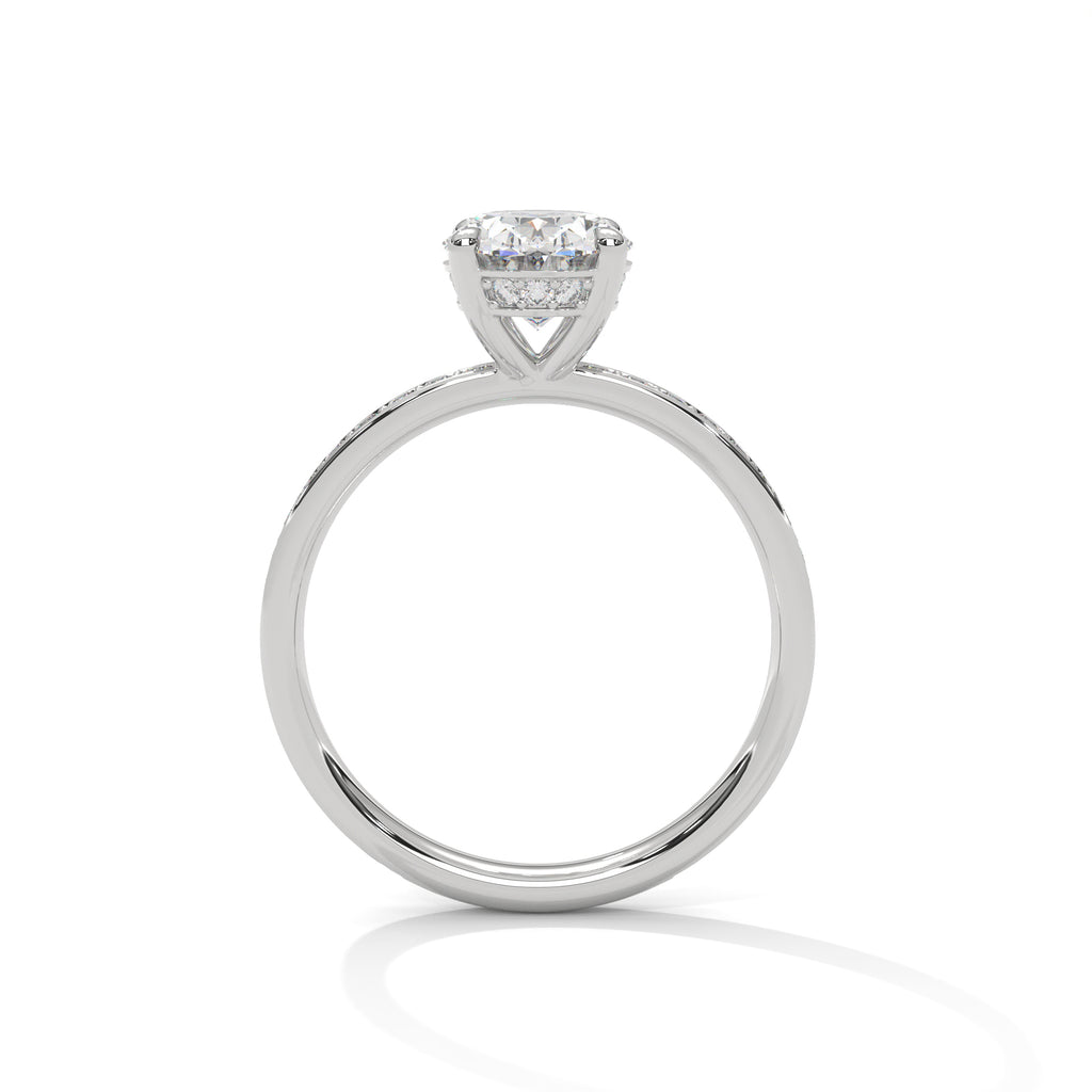 Oval Moissanite Engagement Ring | Pavé Solitaire Ring | Custom Luxury Ring