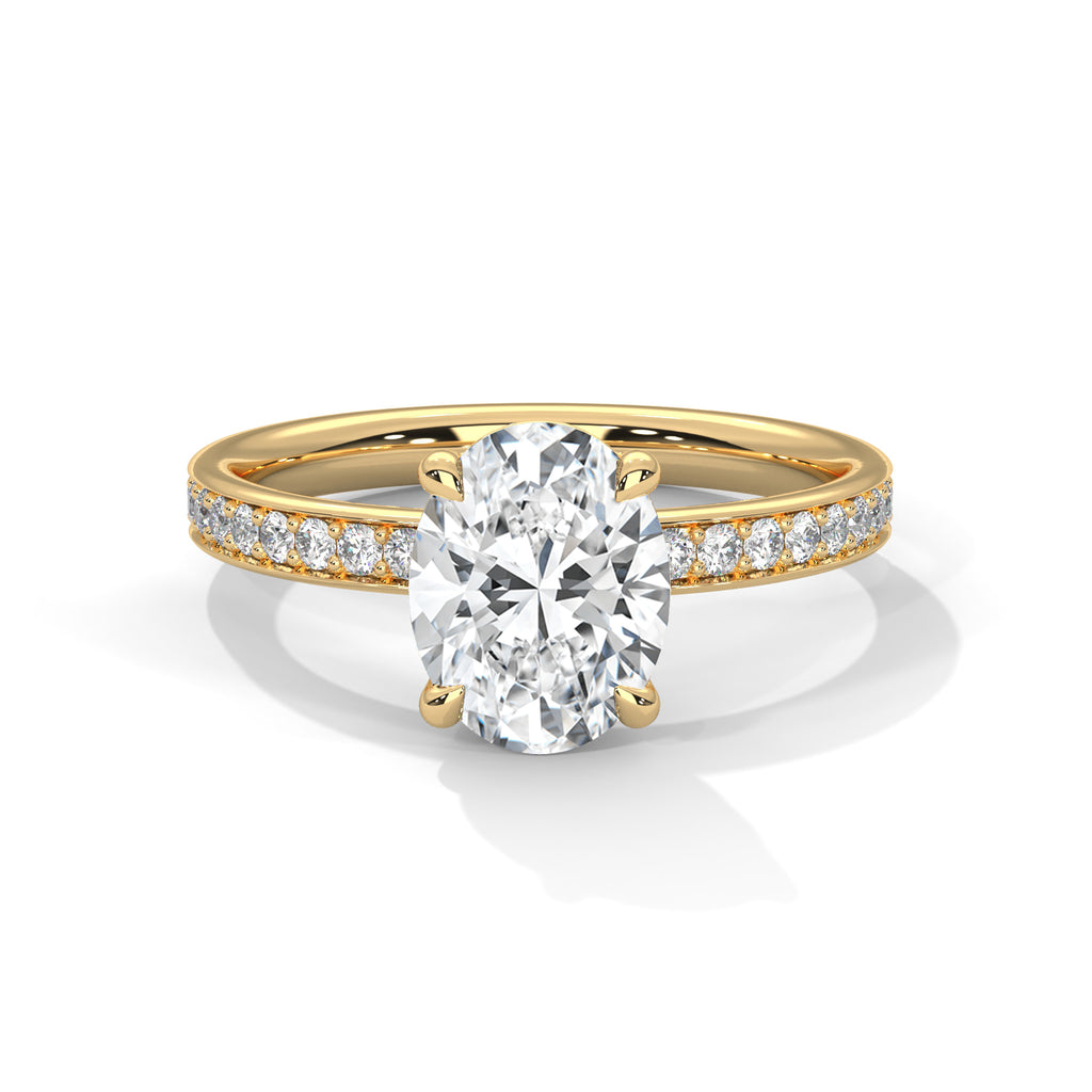 Oval Moissanite Engagement Ring | Pavé Solitaire Ring | Custom Luxury Ring