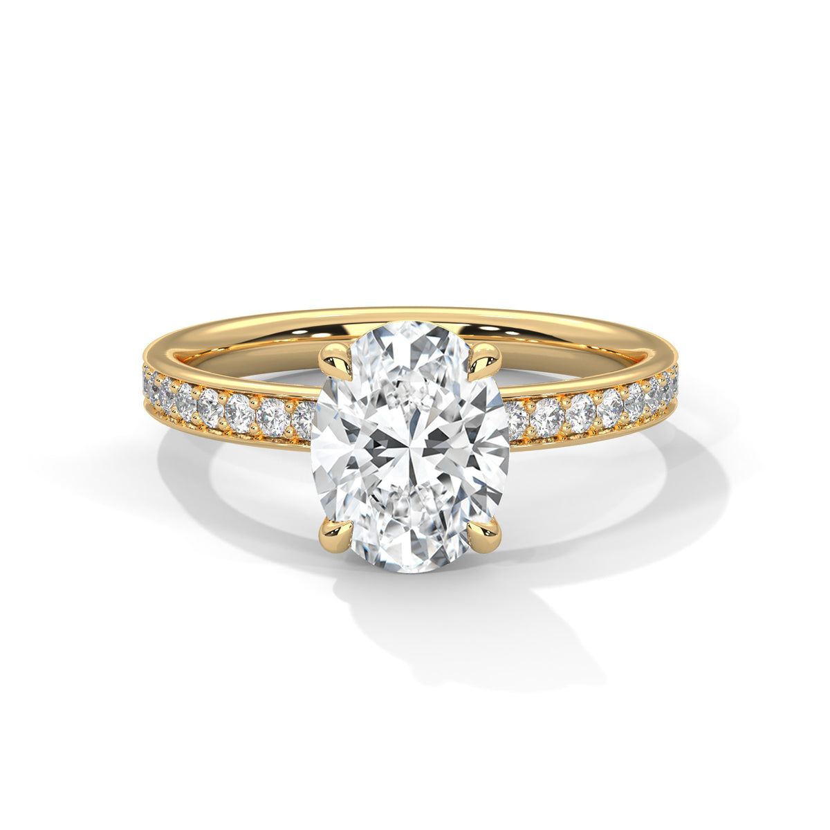 Oval Moissanite Engagement Ring | Pavé Solitaire Ring | Custom Luxury Ring