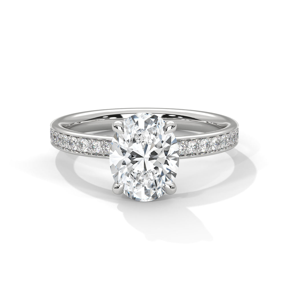 Oval Moissanite Engagement Ring | Pavé Solitaire Ring | Custom Luxury Ring