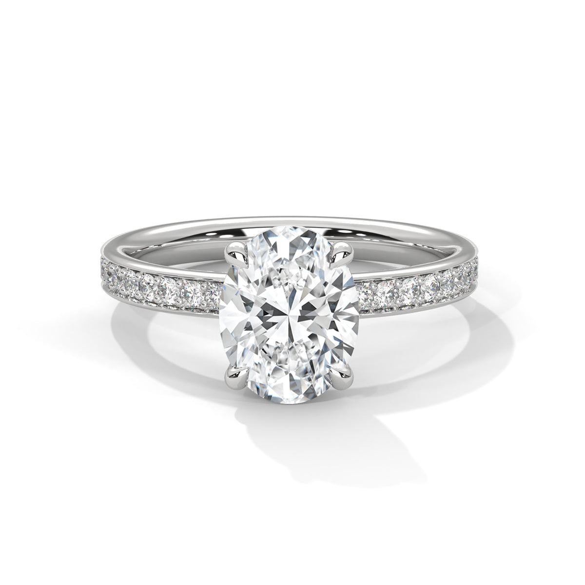 Oval Moissanite Engagement Ring | Pavé Solitaire Ring | Custom Luxury Ring