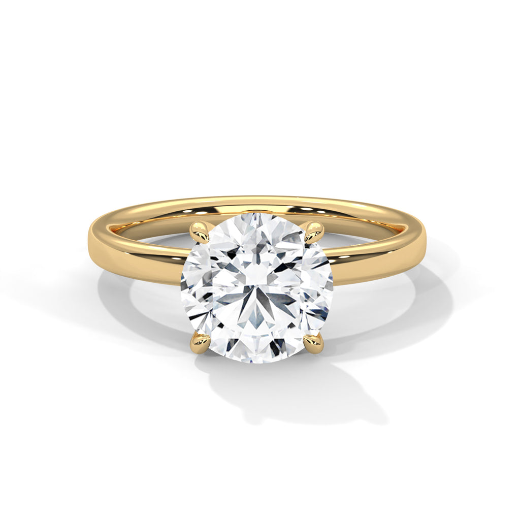 Round Moissanite Solitaire Trendy luxurious Engagement Ring 14K & 18K Gold Plated