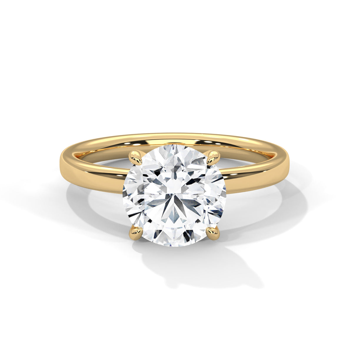 Round Moissanite Solitaire Trendy luxurious Engagement Ring 14K & 18K Gold Plated