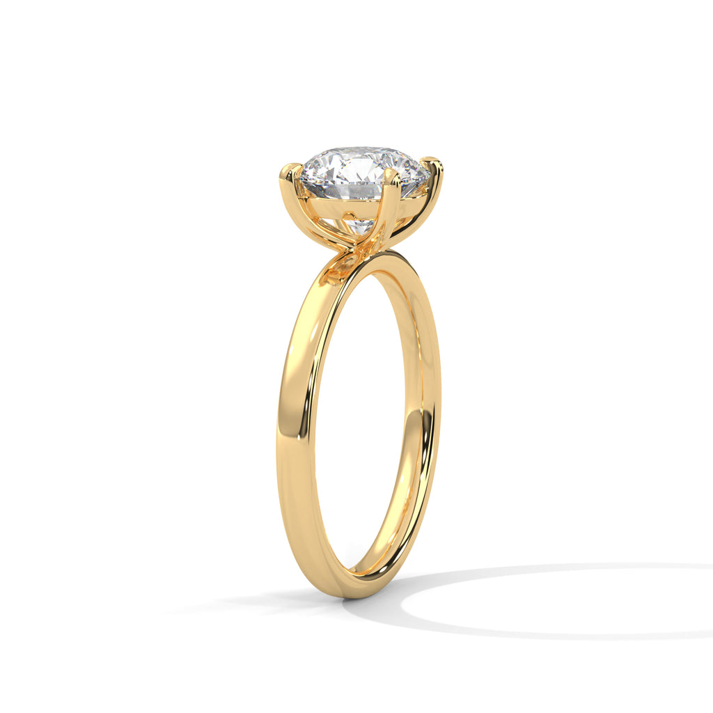 Round Moissanite Solitaire Trendy luxurious Engagement Ring 14K & 18K Gold Plated