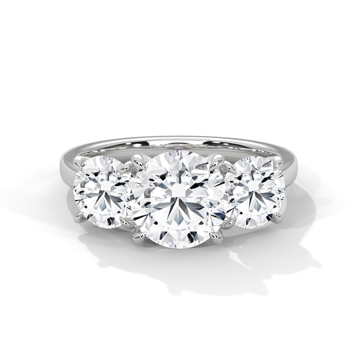 3 Stone Round Moissanite  luxurious Engagement Ring 14K & 18K Gold plated