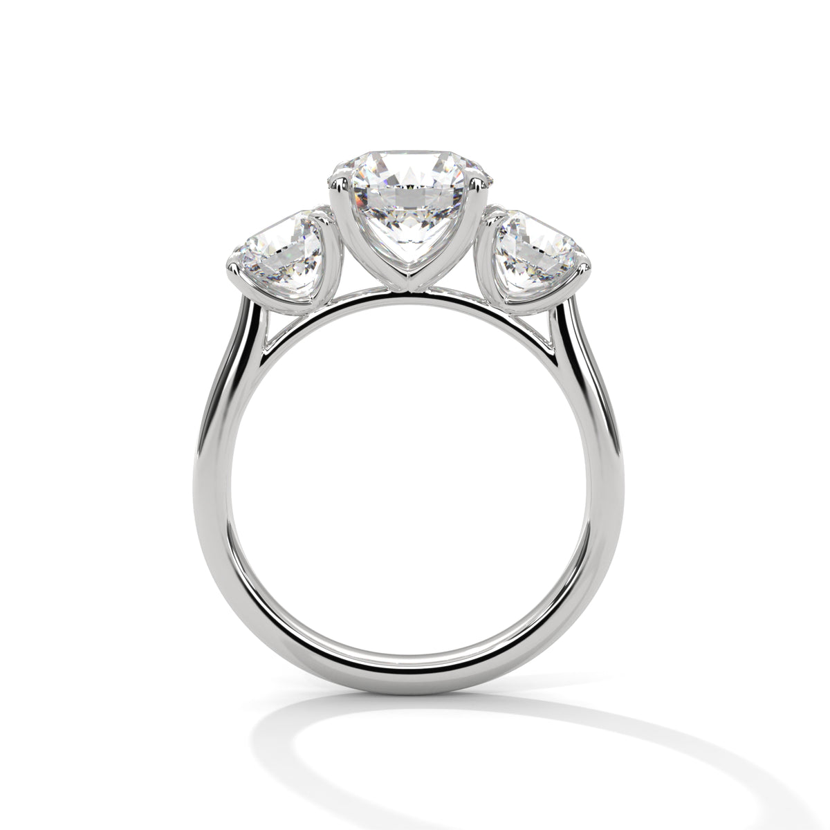 3 Stone Round Moissanite  luxurious Engagement Ring 14K & 18K Gold plated