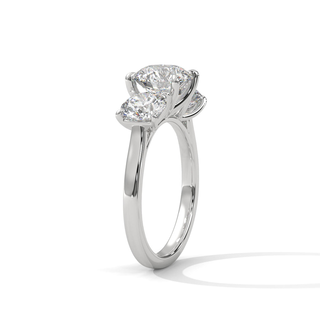 3 Stone Round Moissanite  luxurious Engagement Ring 14K & 18K Gold plated