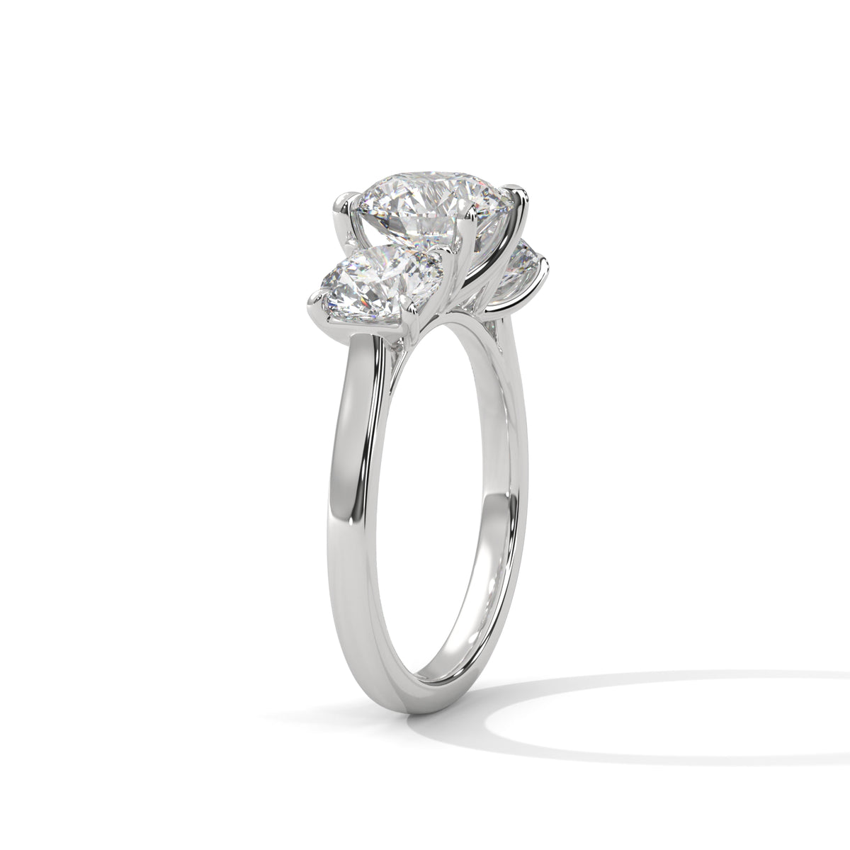 3 Stone Round Moissanite  luxurious Engagement Ring 14K & 18K Gold plated