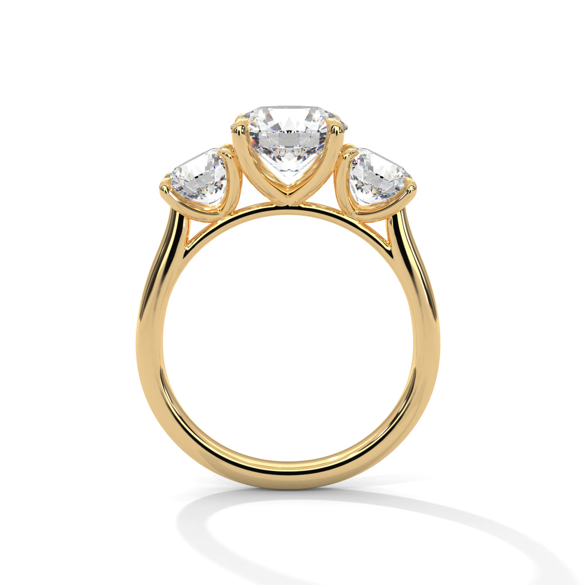 3 Stone Round Moissanite  luxurious Engagement Ring 14K & 18K Gold plated