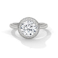 Round Halo Moissanite Trendy luxurious fashion Engagement Ring 14K & 18K Gold plated
