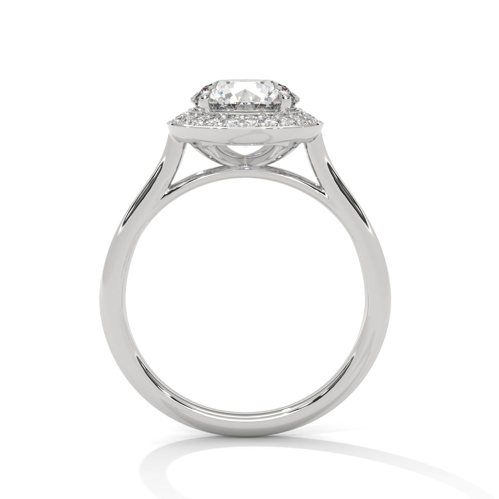 Round Halo Moissanite Trendy luxurious fashion Engagement Ring 14K & 18K Gold plated