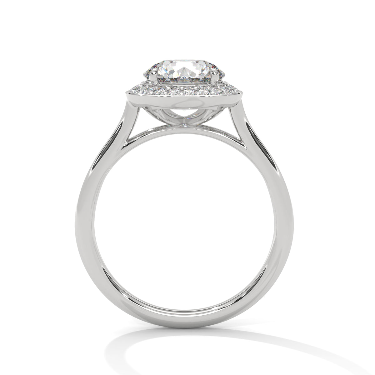 Round Halo Moissanite Trendy luxurious fashion Engagement Ring 14K & 18K Gold plated