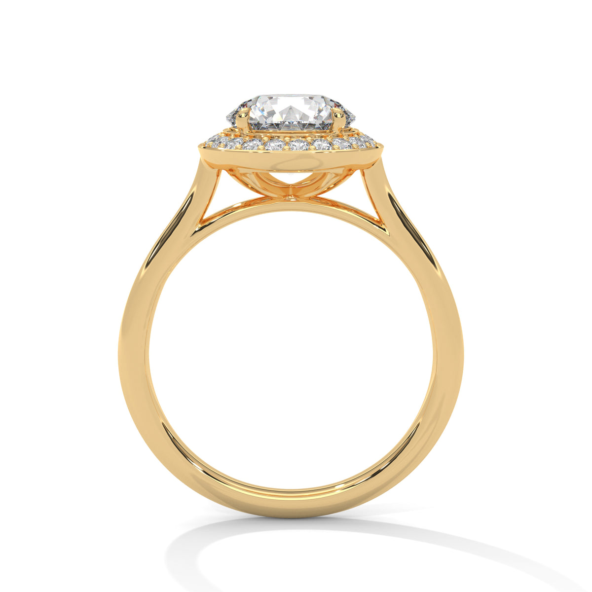 Round Halo Moissanite Trendy luxurious fashion Engagement Ring 14K & 18K Gold plated