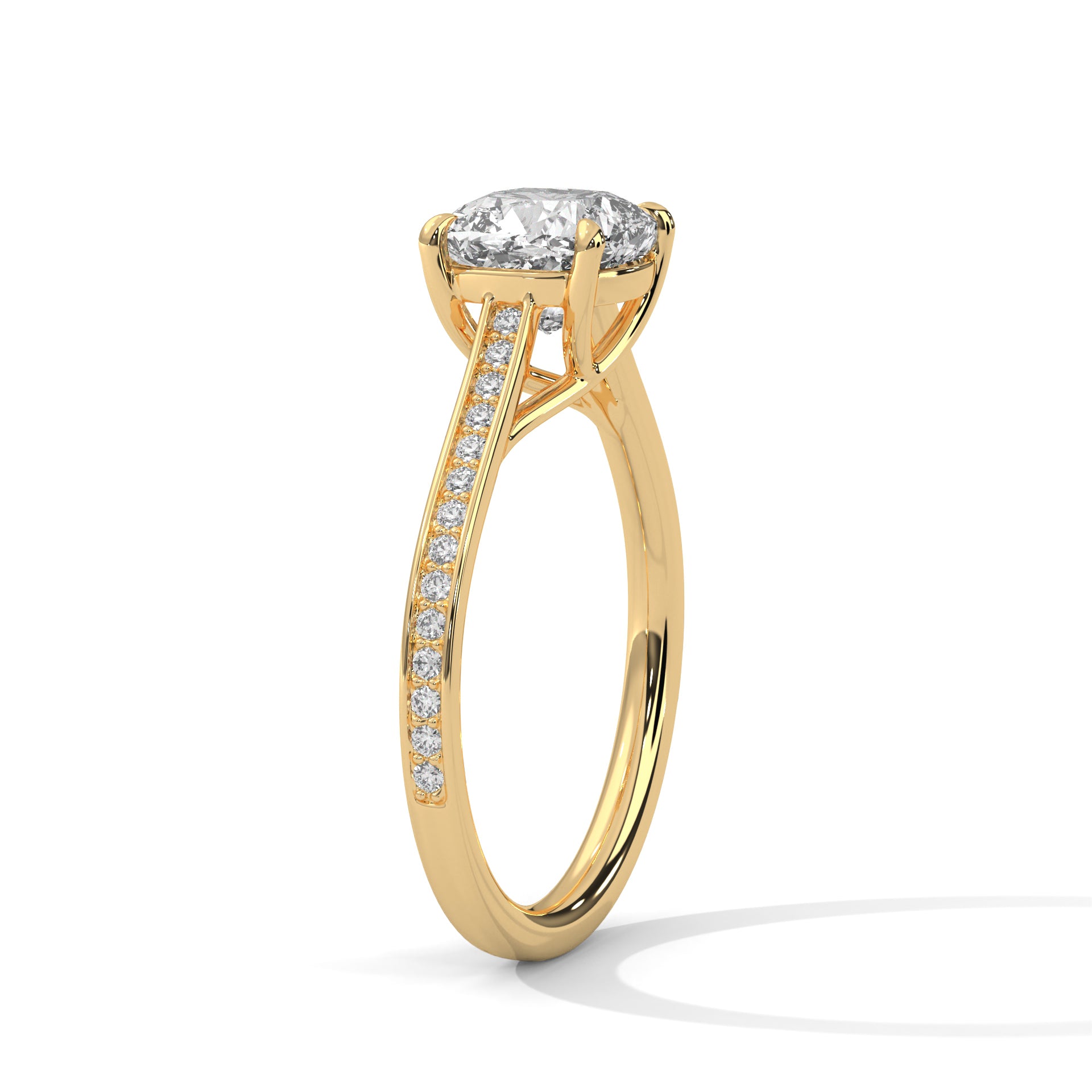 Aurielle Cushion Pavé Solitaire Ring