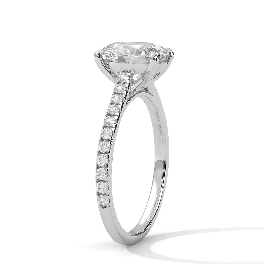 Celestia Oval Solitaire Engagement Ring | 925 Sterling Silver & 18K White Gold Plated