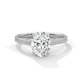 Oval Moissanite Engagement Ring Pavé Band 925 Sterling Silver & 18K Plating