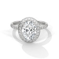 Oval Halo Moissanite Engagement Ring Pavé Band 18K Plating