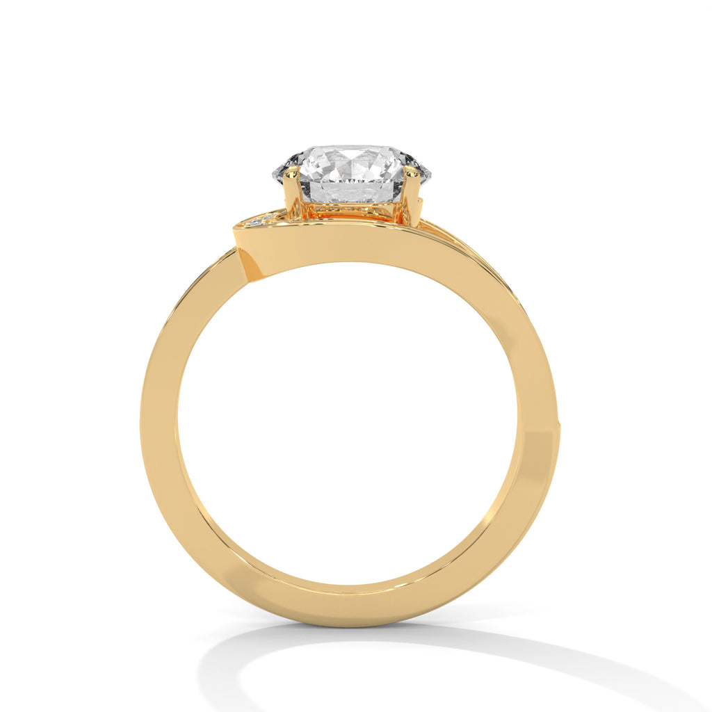 Round Halo Moissanite Engagement Ring | 18K Plating & Pavé Split Shank