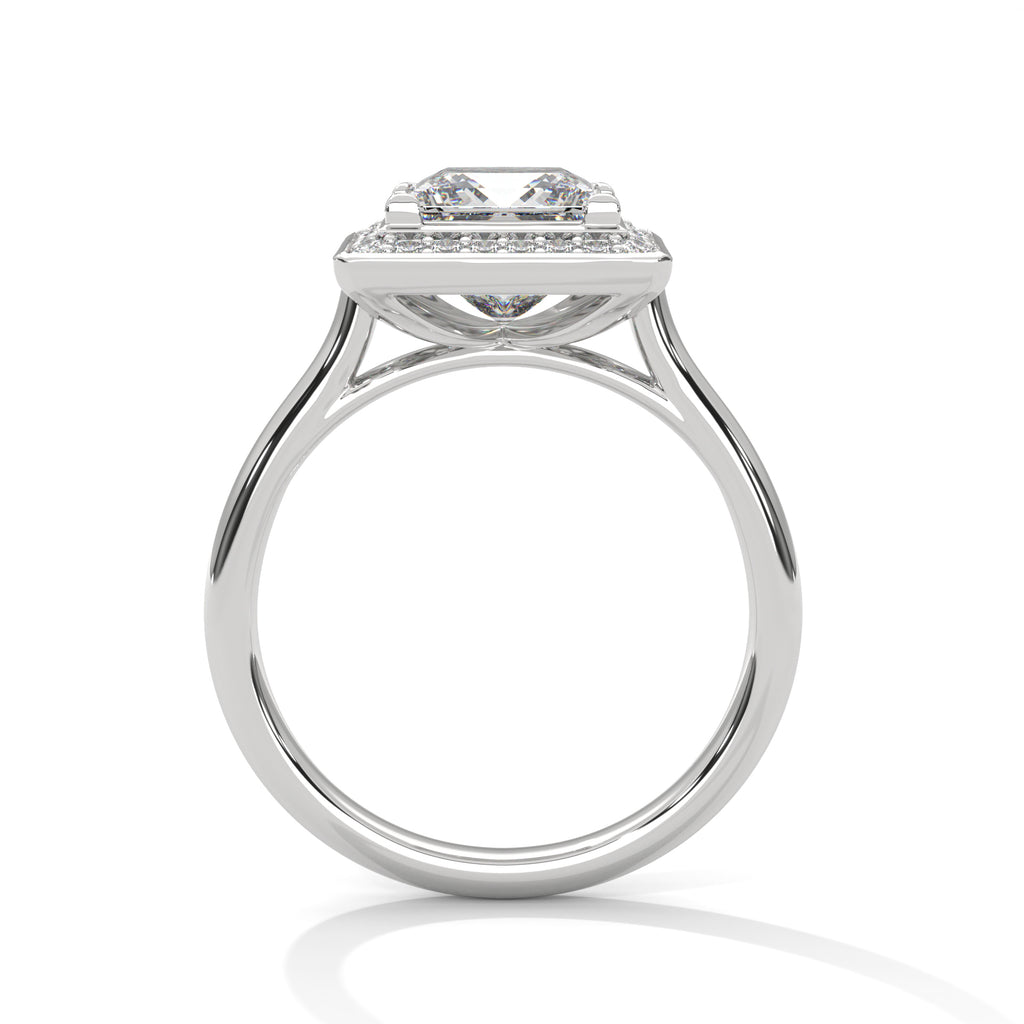Princess Cut Halo Moissanite luxurious trendy fashionable Engagement Ring Customisation