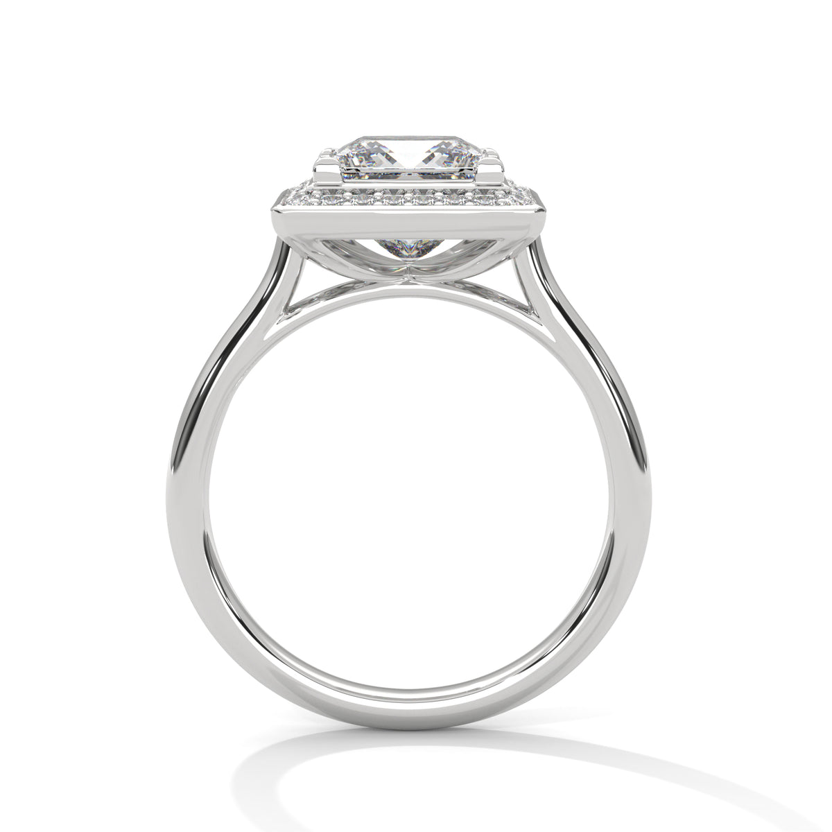 Princess Cut Halo Moissanite luxurious trendy fashionable Engagement Ring Customisation