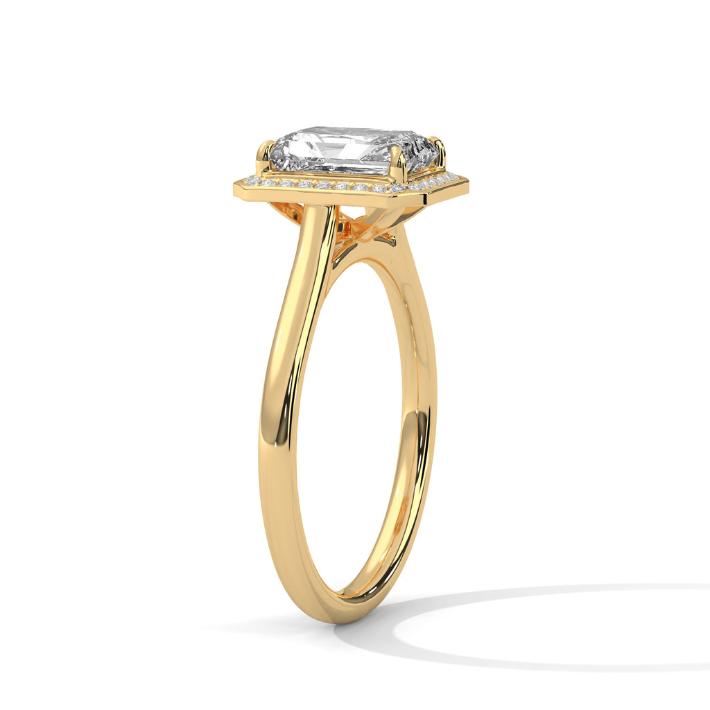 Valencia Emerald Cut Halo Moissanite Engagement Ring