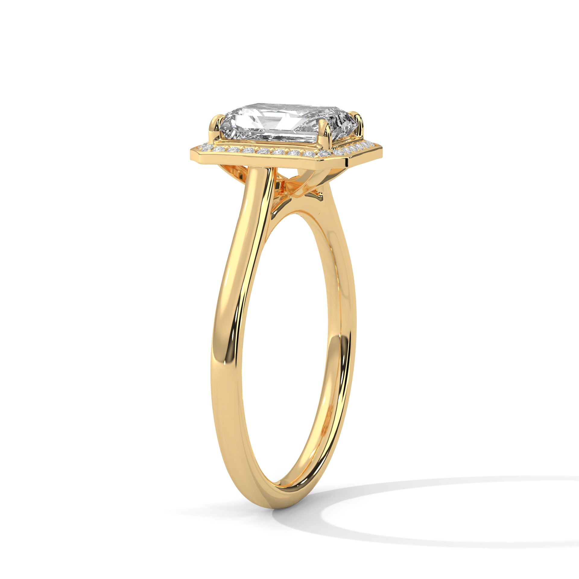 Valencia Emerald Cut Halo Moissanite Engagement Ring