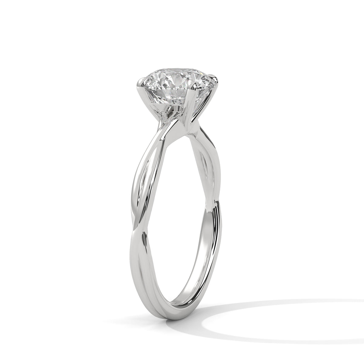 Infinity Twist Round Moissanite Engagement Ring